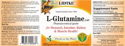 Photo of the Lidtke L-Glutamine label