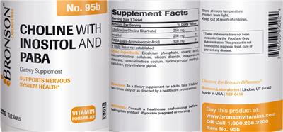 Photo of the Bronson Laboratories Choline with Inositol and PABA label