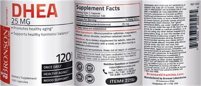Photo of the Bronson DHEA 25 mg label