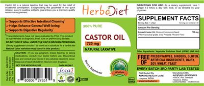 Photo of the Herbadiet Castor Oil 725 mg label