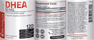 Photo of the Bronson DHEA 50 mg label