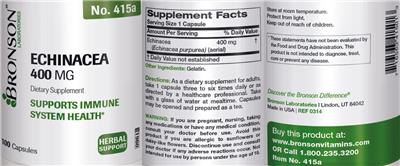 Photo of the Bronson Laboratories Echinacea 400 mg label