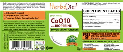 Photo of the Herbadiet CoQ10 with BioPerine label