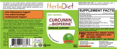 Photo of the Herbadiet Curcumin with BioPerine label