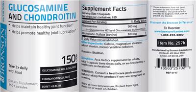 Photo of the Bronson Laboratories Glucosamine and Chondroitin label
