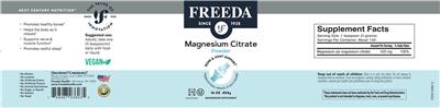 Photo of the Freeda Magnesium Citrate Powder label