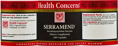 Photo of the Health Concerns Serramend label