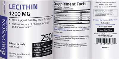 Photo of the Bronson Lecithin 1200 mg label