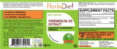 Photo of the Herbadiet Forskolin-95 Extract label