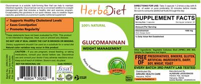 Photo of the Herbadiet Glucomannan label