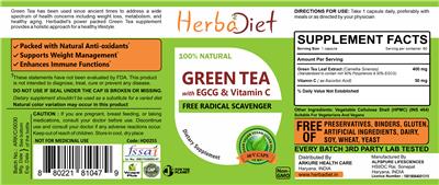 Photo of the Herbadiet Green Tea with EGCG & Vitamin C label