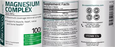 Photo of the Bronson Magnesium Complex 300 mg label