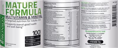Product label for Mature Formula Multivitamin & Mineral