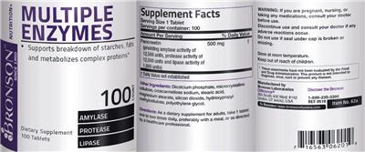 Photo of the Bronson Multiple Enzymes label