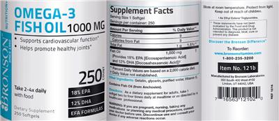 Photo of the Bronson Omega-3 Fish Oil 1000 mg label