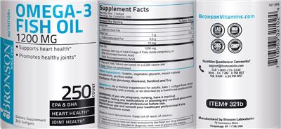 Photo of the Bronson Omega-3 Fish Oil 1200 mg label