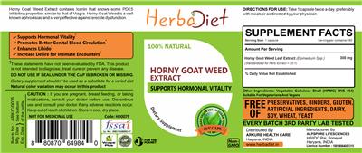 Photo of the Herbadiet Horny Goat Weed Extract label