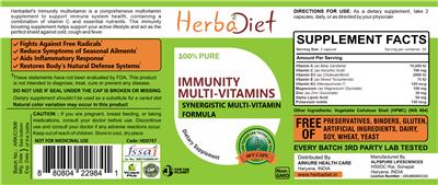 Photo of the Herbadiet Immunity Multi-Vitamins label