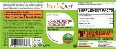 Photo of the Herbadiet L-Glutathione with Alpha-Arbutin & Hyaluronic Acid label