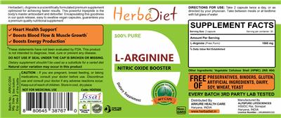 Photo of the Herbadiet L-Arginine label