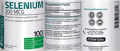 Photo of the Bronson Selenium 200 mcg label