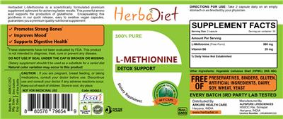 Photo of the Herbadiet L-Methionine label
