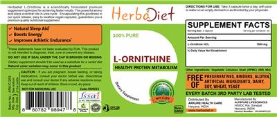 Photo of the Herbadiet L-Ornithine label