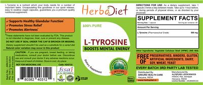 Photo of the Herbadiet L-Tyrosine label