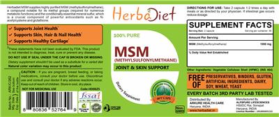 Photo of the Herbadiet MSM label