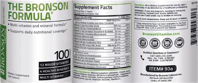 Product label for The Bronson Formula