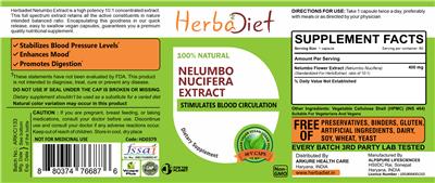 Photo of the Herbadiet Nelumbo nucifera Extract label