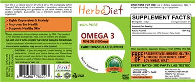 Photo of the Herbadiet Omega 3 Fish Oil (1000 mg) label