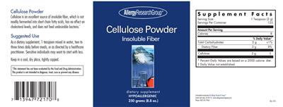 Photo of the Allergy Research Group Cellulose Powder label