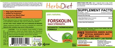 Photo of the Herbadiet Forskolin Max Strength label
