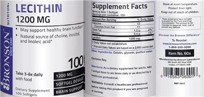 Photo of the Bronson Lecithin 1200 mg label