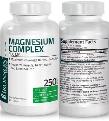 Photo of the Bronson Magnesium Complex 300 mg label