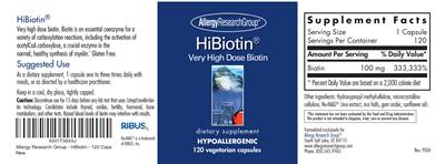 Photo of the Allergy Research Group HiBiotin label