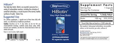 Photo of the Allergy Research Group HiBiotin label