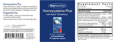Photo of the Allergy Research Group Homocysteine Plus with Setria Glutathione label