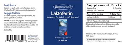 Photo of the Allergy Research Group Laktoferrin label