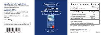 Photo of the Allergy Research Group Laktoferrin with Colostrum label