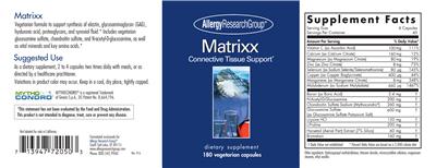 Photo of the Allergy Research Group Matrixx label