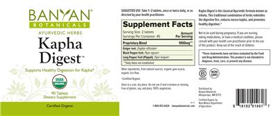 Photo of the Banyan Botanicals Kapha Digest label