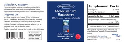 Photo of the Allergy Research Group Molecular H2 Raspberry label