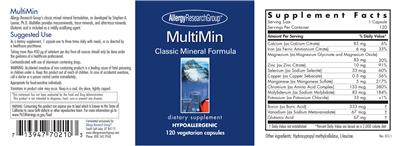 Photo of the Allergy Research Group MultiMin label