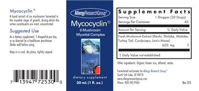 Photo of the Allergy Research Group Mycocyclin label