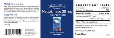 Photo of the Allergy Research Group Nattokinase 36 mg label
