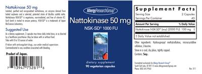 Photo of the Allergy Research Group Nattokinase 50 mg label