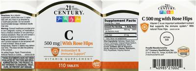 Photo of the 21st Century C 500 mg with Rose Hips label