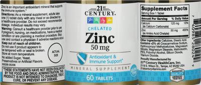 Chelated Zinc 50 mg のラベル画像（NIH DSLD）